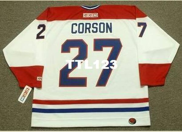 

men #27 shayne corson montreal canadiens 1989 ccm away hockey jersey or custom any name or number retro jersey, Black;red