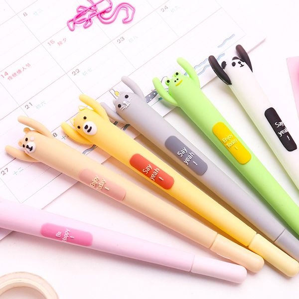 

24 pcs/lot say hello gel pen happy animal family 0.5mm roller ball black color pens school supplies canetas escolar fb529, Blue;orange