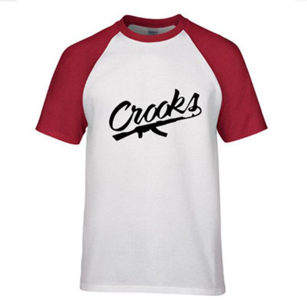 

Summer Raglan Shoulder Men T Shirt Letter Crooks Printed Cotton Rocks Crew Neck T Shirt Hip Hop T-shirts Men Top