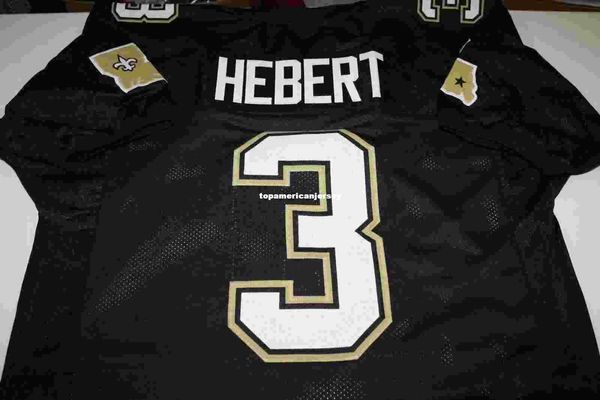

retro bobby hebert #3 custom mitchell & ness jersey black stitching men's football jerseys running, Black;blue