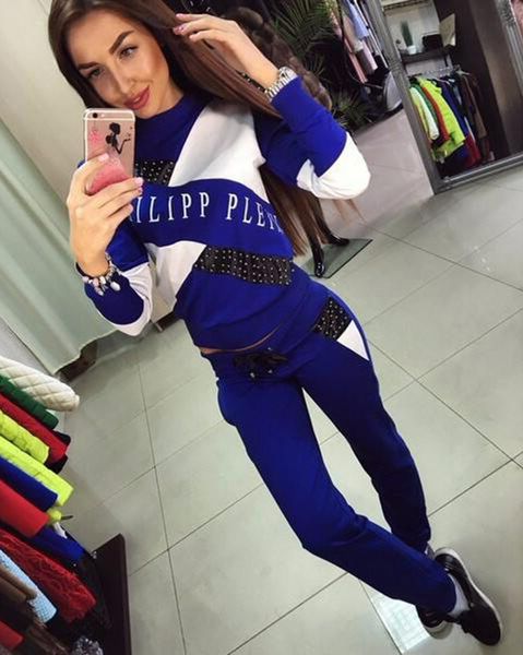 

Autumn And Winter Bts Tracksuit For Women 2 Pieces Suit Letter Print Brand Streetwear Black Blue Patchwork Costume Suit Set Female S-XL