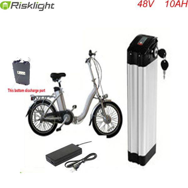 Hochwertiger Silver Fish Li-Ion-Akku 48 V 10 Ah Bafang BBS02 750 W Nebike-Akku mit Ladegerät und Bodenentladeanschluss