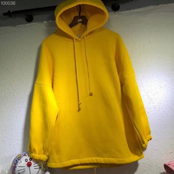 

men's hooded sweater loose large size long fleece jacket letters embroidered yellow men and women with the same hoodie u1c 1c, Black