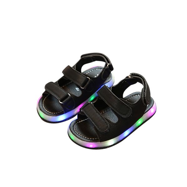 

causal baby sandals shoes cute led lighted flat toddler beach shoes for 1-3yrs baby newborn infant outdoor causal summer shoes, Black;red