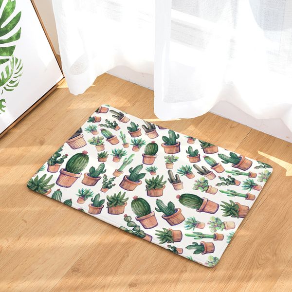 Cactus Succulents Tropical Plants Printing Mats Entrance Rectangular Washable Doormats Kitchen Carpet Bath Mat 50 80mm Replacement Outdoor Furniture