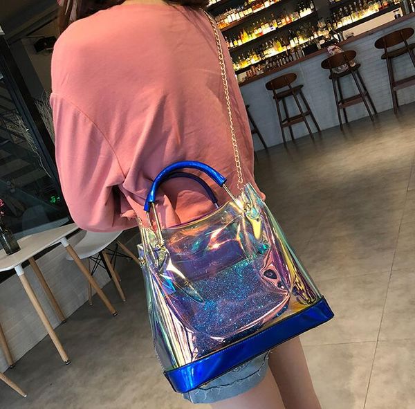 

Женщины Лазерные сумочки Мода Прозрачные PU Женские Композитные Сумки Голограмма