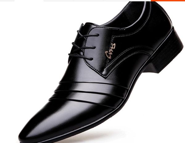 

send new style men's shoes fashion pointed end formal wear shoes, Black