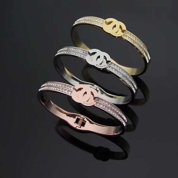 

New deluxe brand de igner full diamond wedding bangle bracelet fine jewelry 18k gold ilver ro e gold women men lover gift hipping