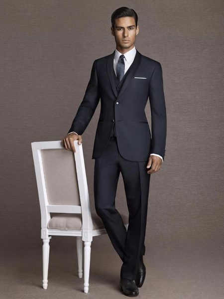 

costume homme mariage black men's wedding suit bridegroom retro tuxedo groomsmen slim fit men blazer satin edge 3 pieces, White;black