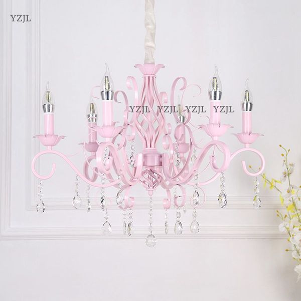 

Crystal candle lamp chandeliet Princess room pink girl romantic Wedding room chandelier Garden Guest Restaurant bedroom chandelier lamp