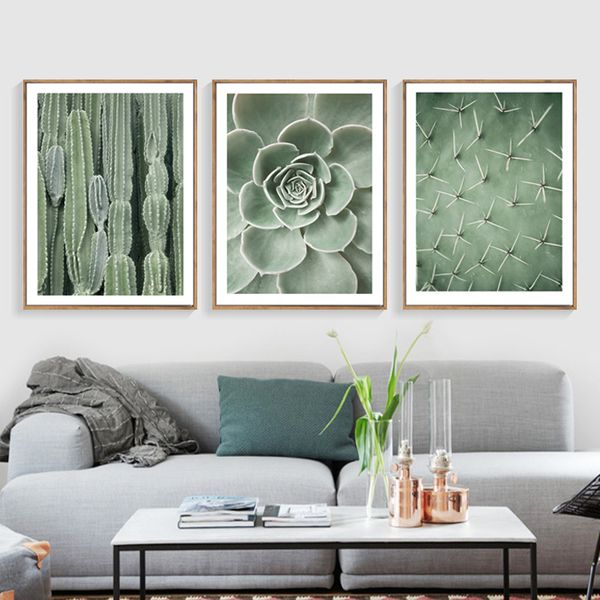 

green plant wall art decoracion nordica canvas painting affiche cactus posters and prints wall pictures for living room unframed