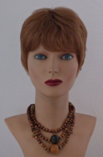 

wig red blonde wig short straight and layered like human hair, Black;brown