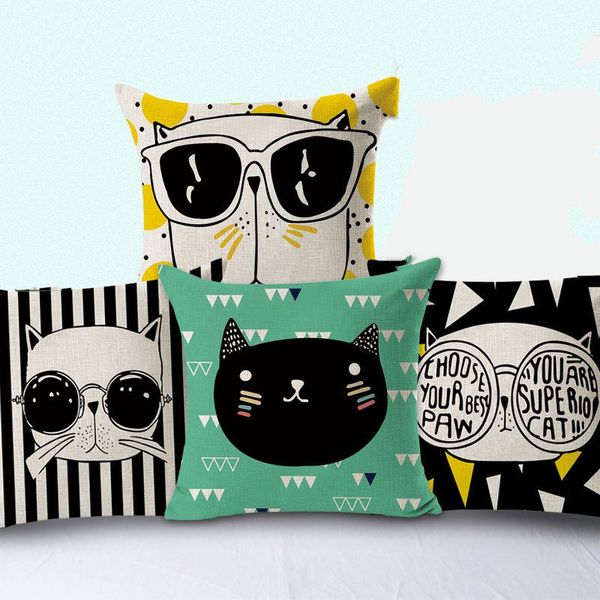 

новый наволочка 4 стили горячий хлопок мультфильм милый кот сгущает хлопок диван подушка эркер наволочка офисный автомобиль cushionn чехлы