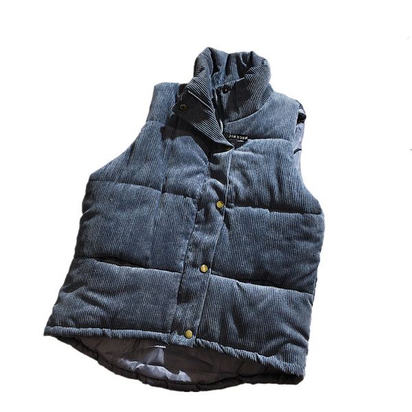 

bb-c1222 autumn winter 2018 new youth men fashion slim corduroy solid colour stand collar vest coat wholesale, Black;white