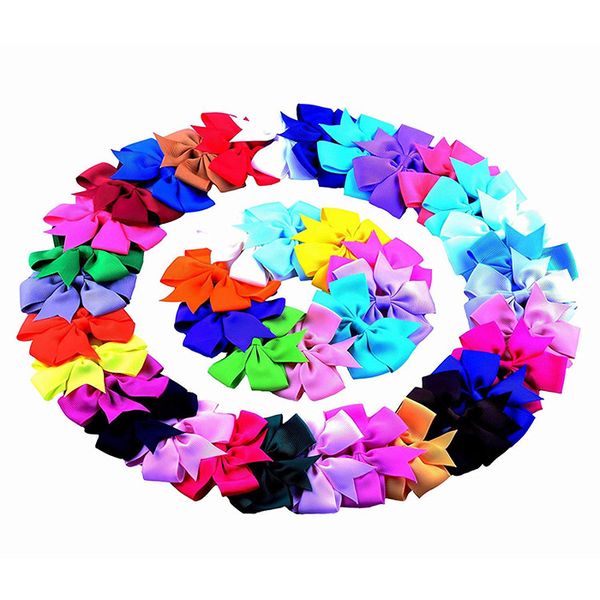 

grosgrain ribbon pinwheel boutique hair bows clips for baby girls teens toddlers kids children, Golden;silver