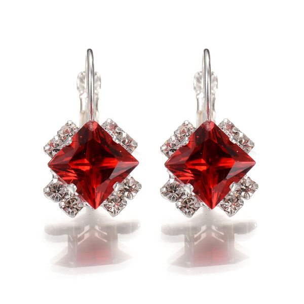 

geometric square austrian crystal hoop earrings vintage silver statement earrings for women small boho brincos 2018, Golden;silver