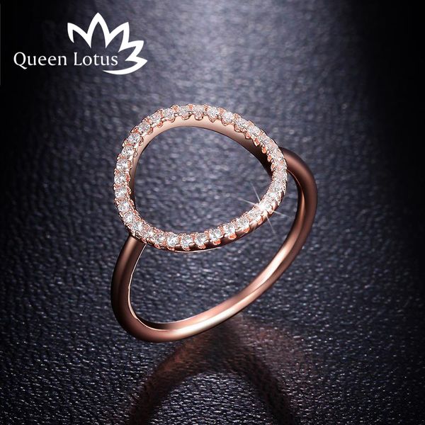 

queen lotus new simple circle shape zircon ring fashion female jewelry infinity sign women rings for party ing, Golden;silver