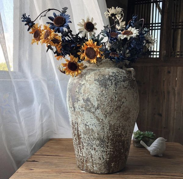 

decorative pots retro plants breathable ceramic pottery creative jingdezhen retro rough earthenware pot floor home ceramic art decorative