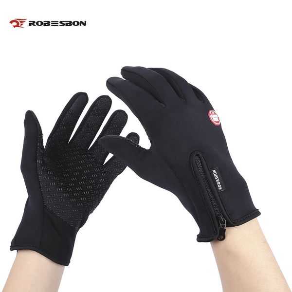 

robesbon paired outdoor bicycle screen windproof warm riding gloves, Black