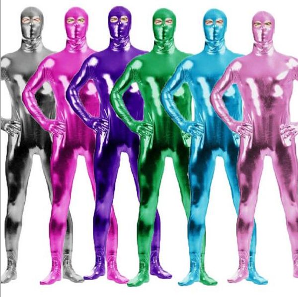 

fullbody green black blue red white gold silver pink gray metallic zentai shiny lycra spandex for kids and adult