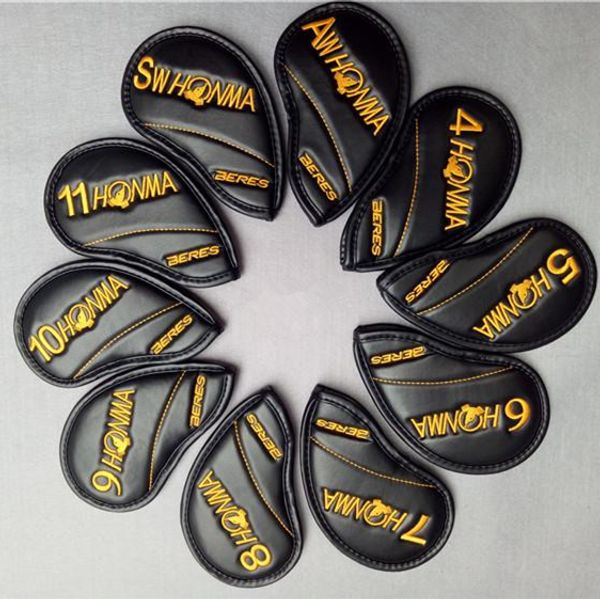 

10 шт. / Компл. Хонма гольф железный клуб головной убор высококлассные ПУ с золотой