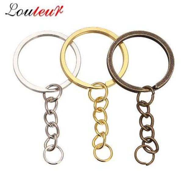 

louleur 20 pcs/lot key chain key ring bronze rhodium gold color 60mm long round split keyrings keychain jewelry making wholesale, Slivery;golden