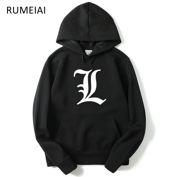 

RUMEIAI Brand 2018 men cotton Hoodies sweatshirt Death Note print trend comfortable pullover coat warm Clothes Autumn and Winte