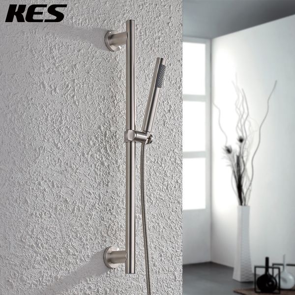 

kes all metal sus304 stainless steel hand shower head with adjustable slide bar, brushed finish, f205-2+kp150-2