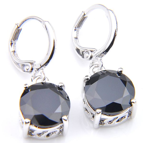 

luckyshine 10 pair wholesale for women wedding jewelry dangle hook earrings fashion silver color vintage black cz earrings hot