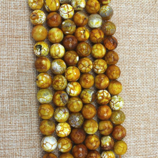 

6-16mm natural yellow new fire agate cut round loose beads diy jewelry accessories semi-finished products european and american style