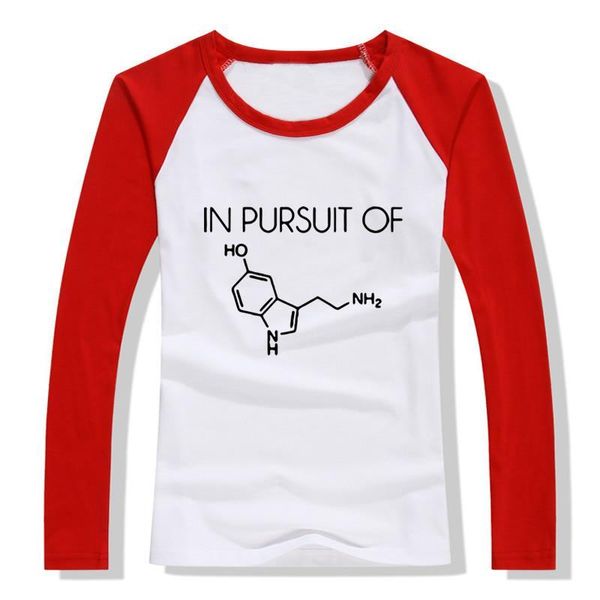 

geometric in pursuit of women's t-shirt seratonin chemistry teacher t shirt womens apparel graphic tee science geek funny, White