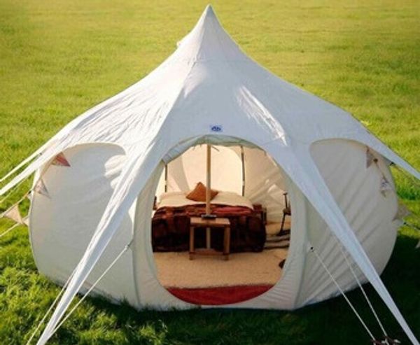 

danchel outdoor beige khaki cotton waterproof bell lotus tent