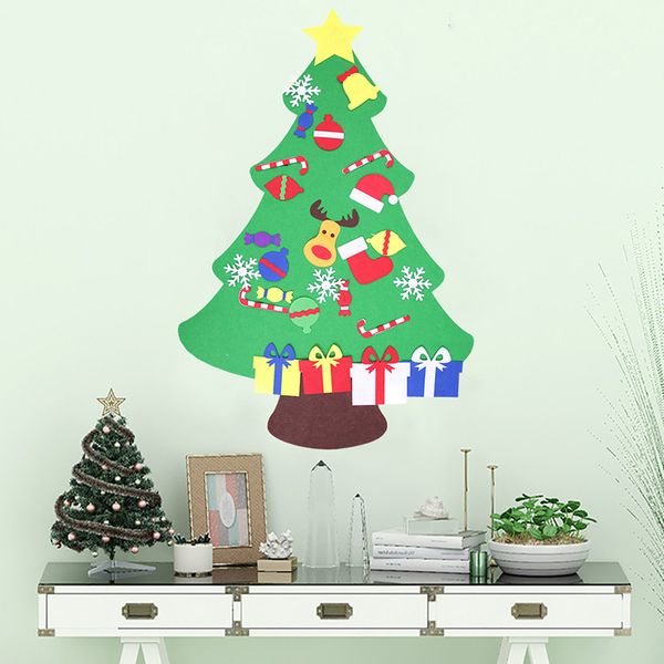 Diy Christmas Tree Decoration Home Hotel Santa Felt Fabric Tree Sticker Window Decor Xmas Wall Display Hanging 100 77cm Christmas Decorations Online