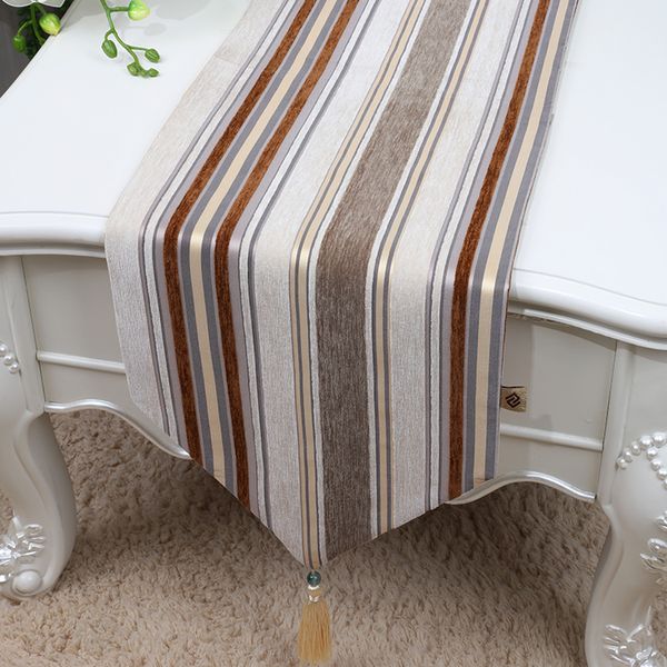 

new classic stripe velvet fabric table runner length modern simple coffee tablecloth europe style dining table mats protective