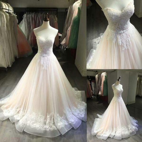 

princess sweetheart neckline nude color wedding dress with crystals crinkle hem new design bridal gown ball gowns, White