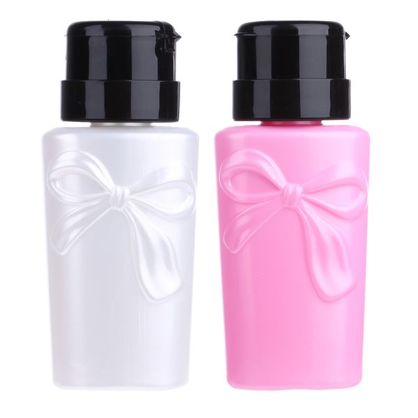 

200ml pink white pump liquid alcohol press empty nail polish dispenser bottles remover cleaner make up refillable container