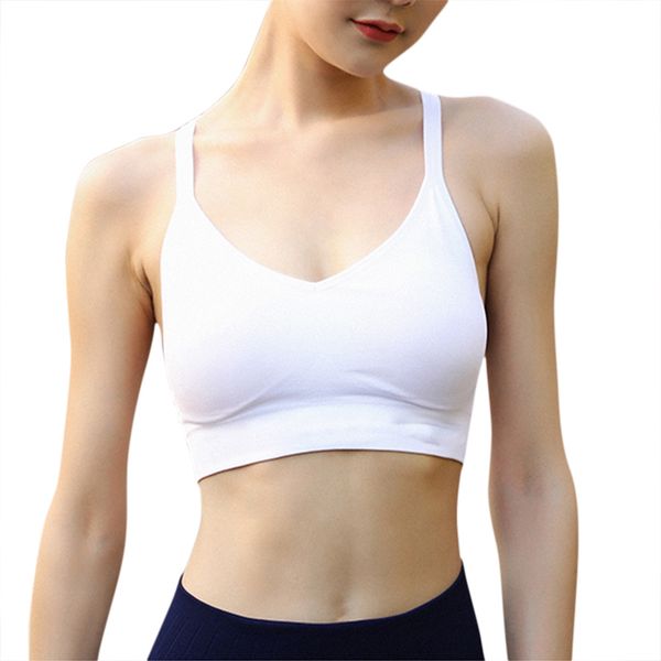 

good women yoga sport bra breathable mesh hollow out cross shockproof for fitness running gym vest sports underwear im, White;black