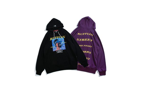 

Wholesale 2018 Street Style Letter Printing Sweater Hip-hop Side Suture Bag Hoodie Popular Fashion Pure Color Couple Hoodie