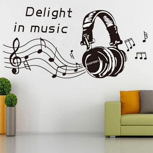 

music notes headset wall sticker removable home mural decal vinyl art wall decor