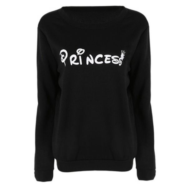 

women winter hoodies princess letters printed tracksuit for casual sweatshirt hoody, Black
