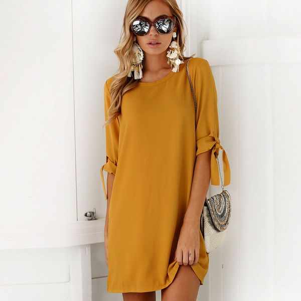 

2018 livagirl autumn new women dress solid color round neck straight candy color dress woman simple plus size mini, Black;gray