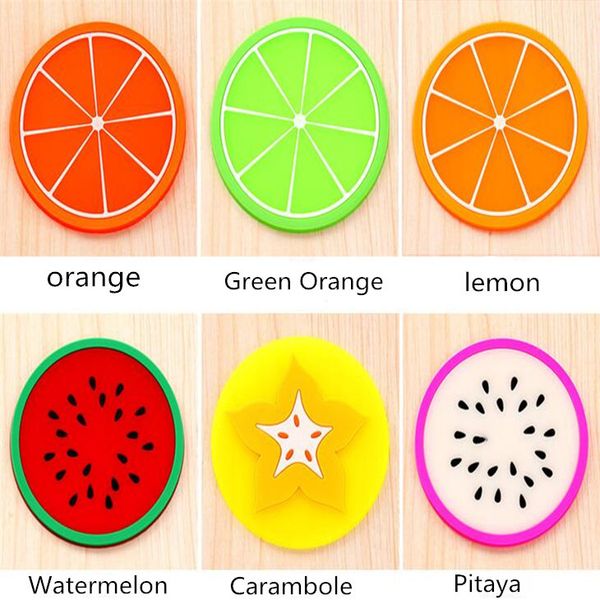 

cute silicone fruit water coaster watermelon carambole