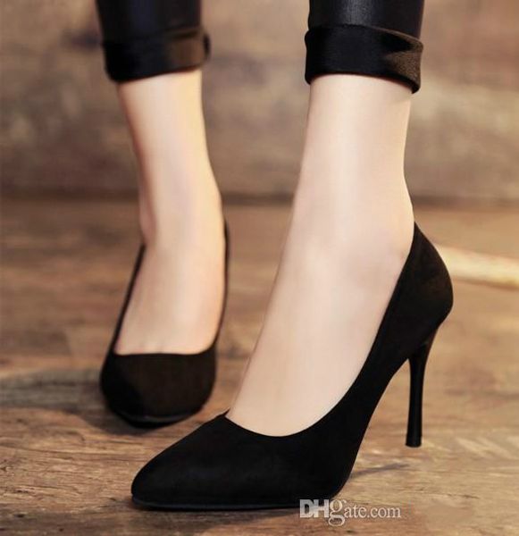 

2018 fashion large size crystal wedding women girls high heels heeled pumps dress shoes, Black
