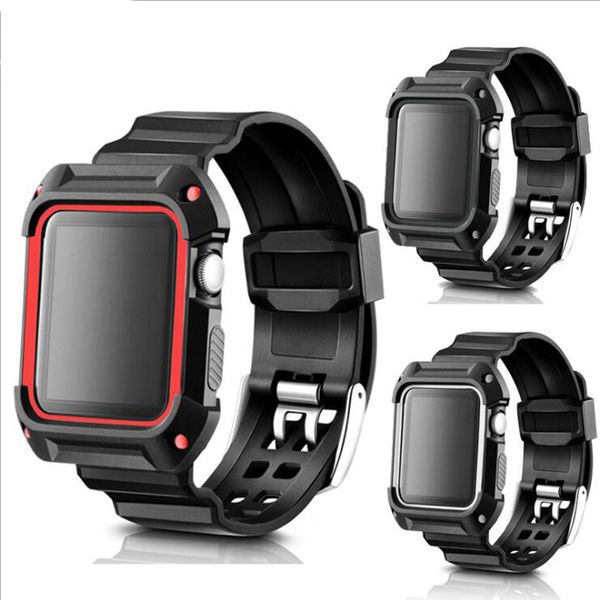 

Мягкий силиконовый спортивный ремешок для часов с чехлом для Apple Watch серии iWatch 3/2/1