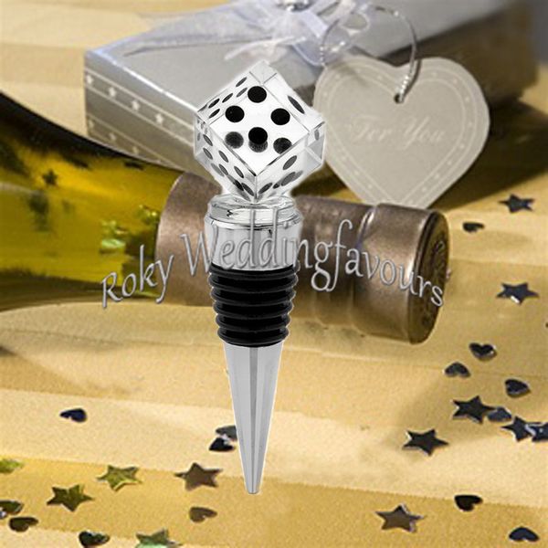 100 PCS Las-Vegas Temático Cristal Dice Rolha De Garrafa De Vinho Favores Do Casamento Bridal Shower Presentes de Aniversário Do Partido Do Partido Do Partido Do Partido Suprimentos Suprimentos