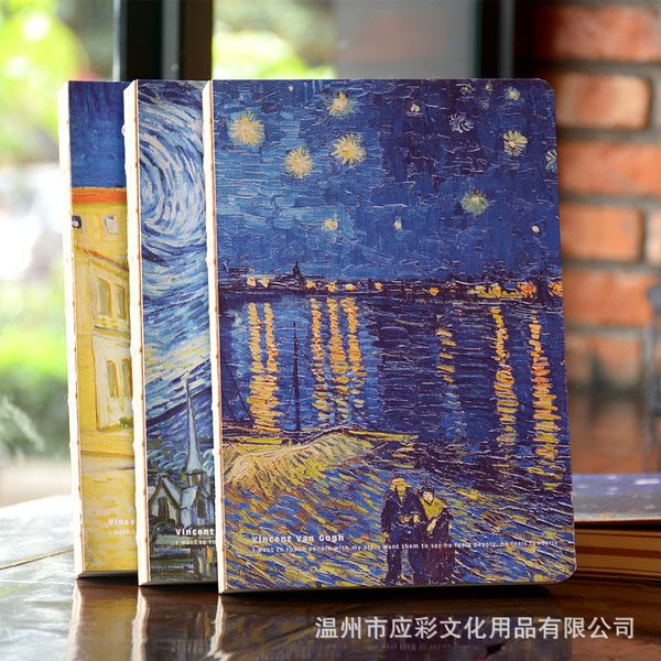 

jw-bjb/a5 van gogh literature blank basis student use notebook white paper basis hand painting sketch nude draw notebook, Purple;pink