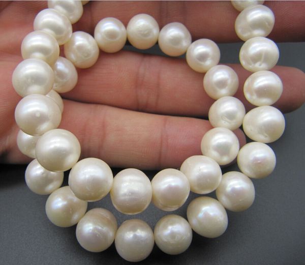

new perfect gorgeous 17.5"10-11mm south sea natural white pearl necklace 14kgp, Silver