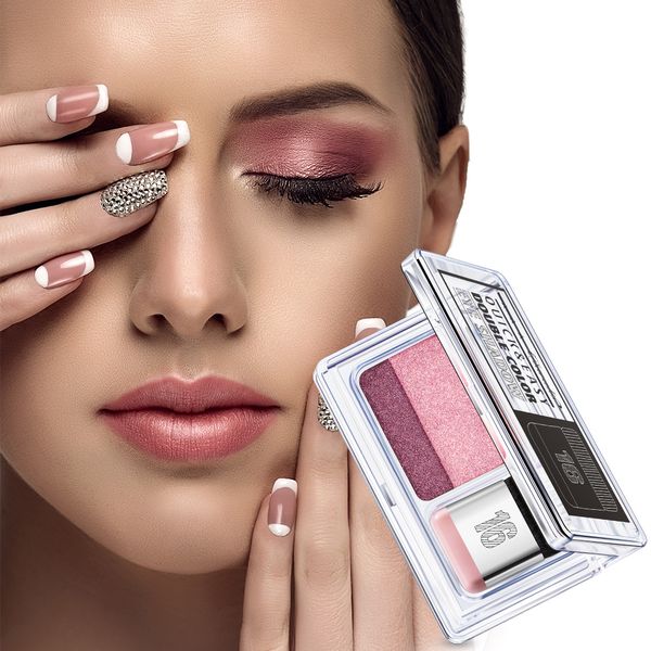 

layer double color eye shadow waterproof shimmer portable long lasting women makeup cosmetic easy to used eyes shadow peach pink