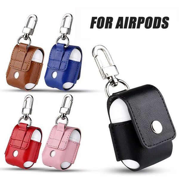 

For Airpods Case Cover Portable Anti-lost PU Leather Case Protective Cover Bag Pouch For Apple Air pods Bluetooth Headset Charging Case