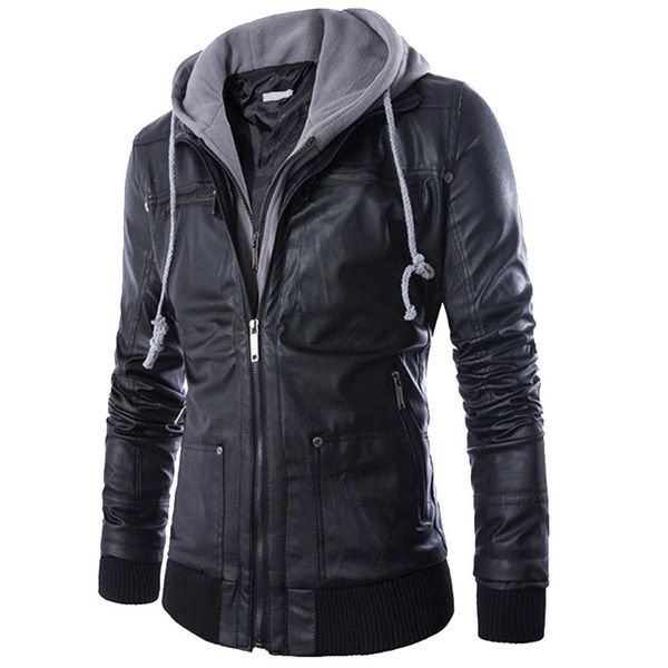 2018 New Autumn Black Hooded Men Faux Leather Running Jacket Slim Biker Motorcycle Mens Sport Fitness Zipper Coats Gym Clothes From Yerunku - Mens Faux Leather Sport Jacket 2018 New Autumn Black Hooded Men Faux Leather Running Jacket Slim Biker Motorcycle Mens Sport Fitness Zipper Coats Gym Clothes From Yerunku - Mens Faux Leather Sport Jacket